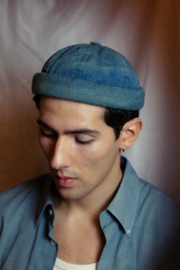 MIKI DOCKER HAT HAND DIED - INDIGO LEAF & CHESNUT