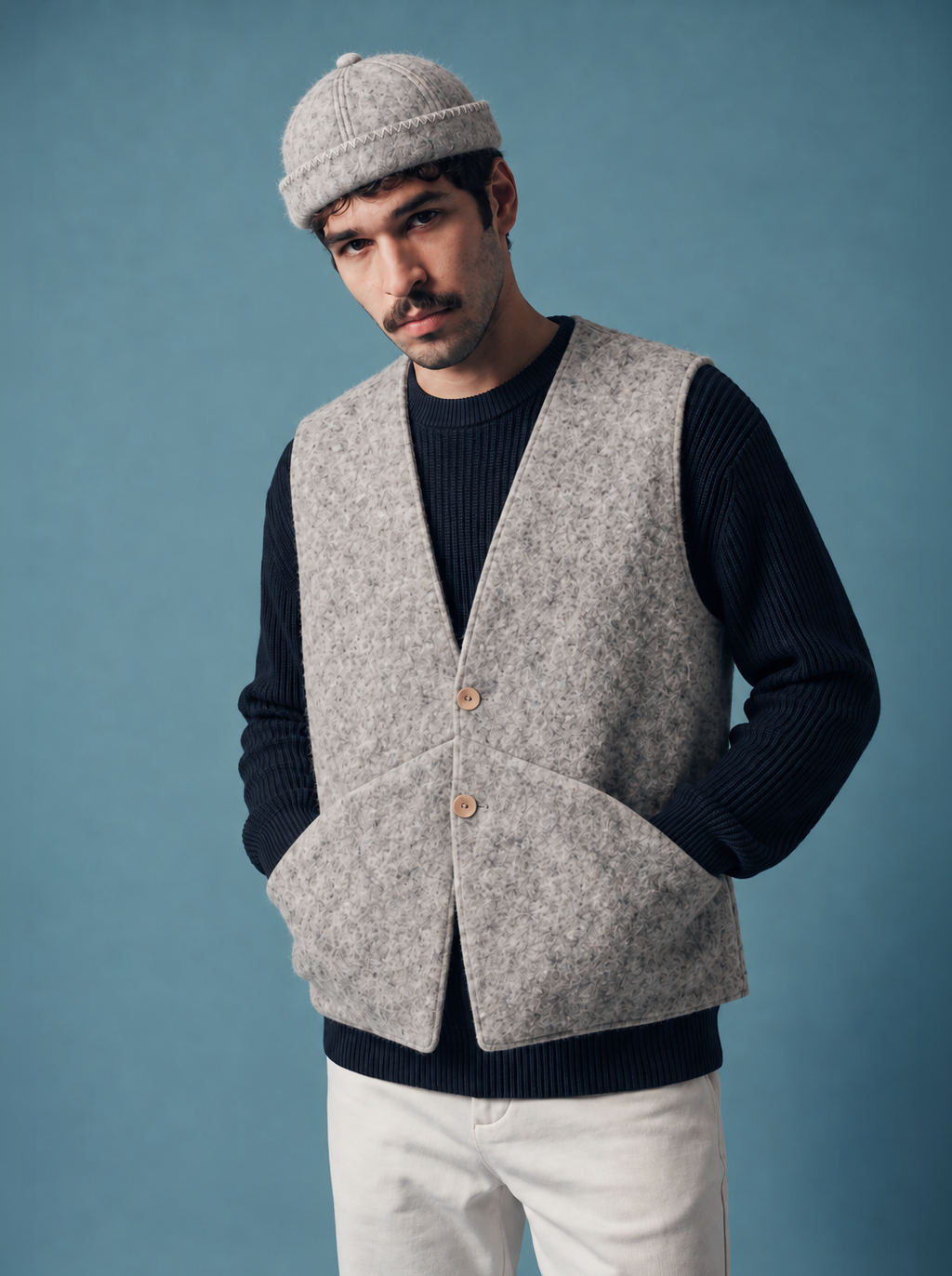 ARTISANAL WOOL FELT VEST GREY – CRAFTED IN BRITTANY - ONLINE SOON