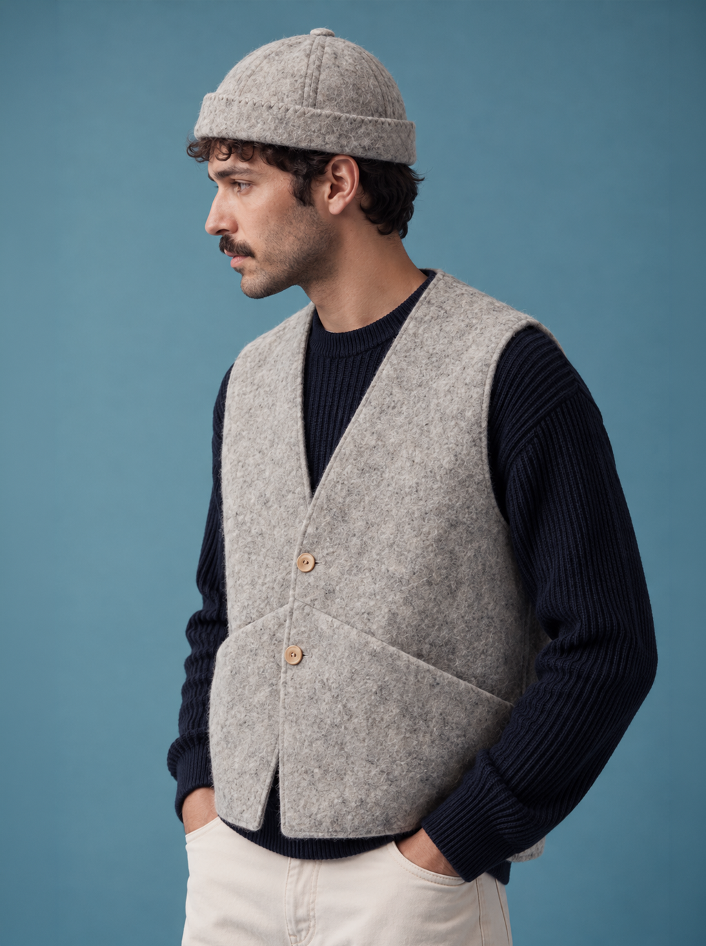 ARTISANAL WOOL FELT VEST GREY – CRAFTED IN BRITTANY - ONLINE SOON