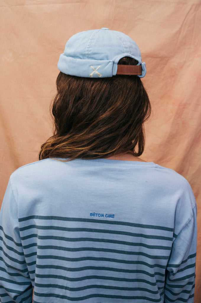 Haut marin délavé - Teinture bleu poussière - Upcyclé