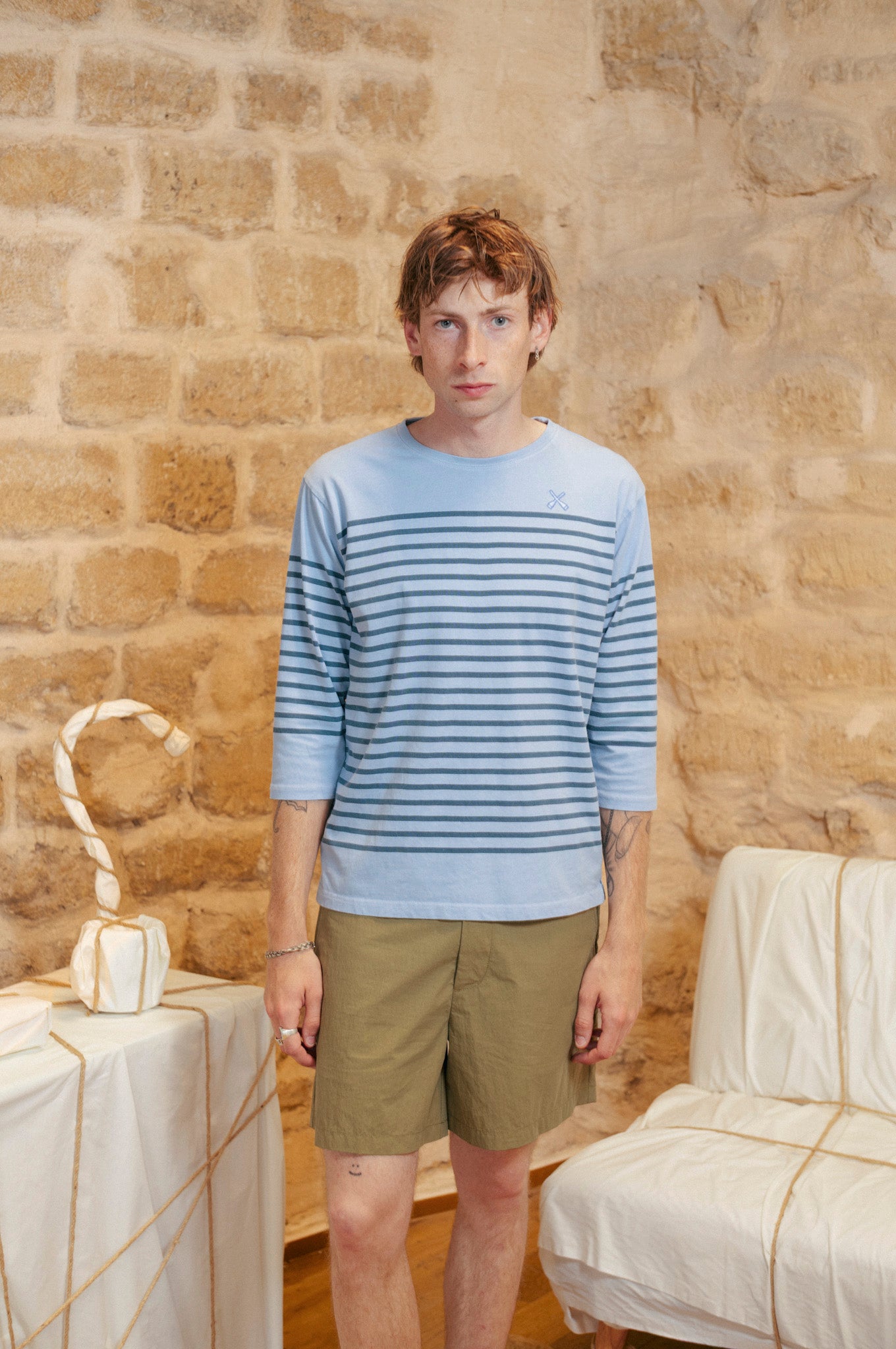 Haut marin délavé - Teinture bleu poussière - Upcyclé