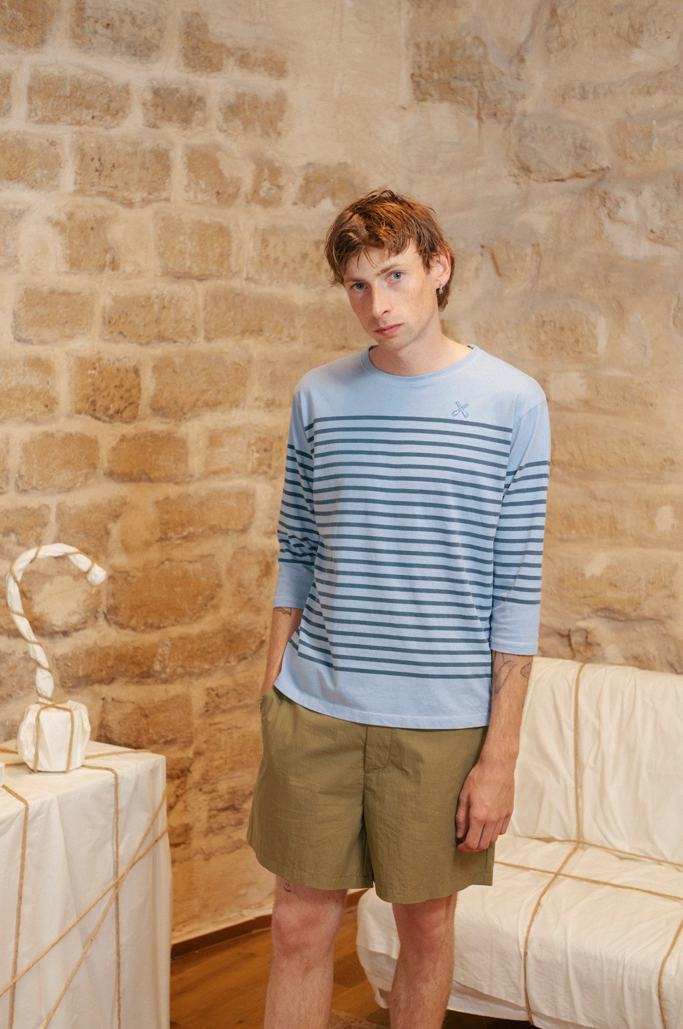 Haut marin délavé - Teinture bleu poussière - Upcyclé
