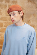 Sweat-shirt oversize à col rond délavé - Bleu poussière