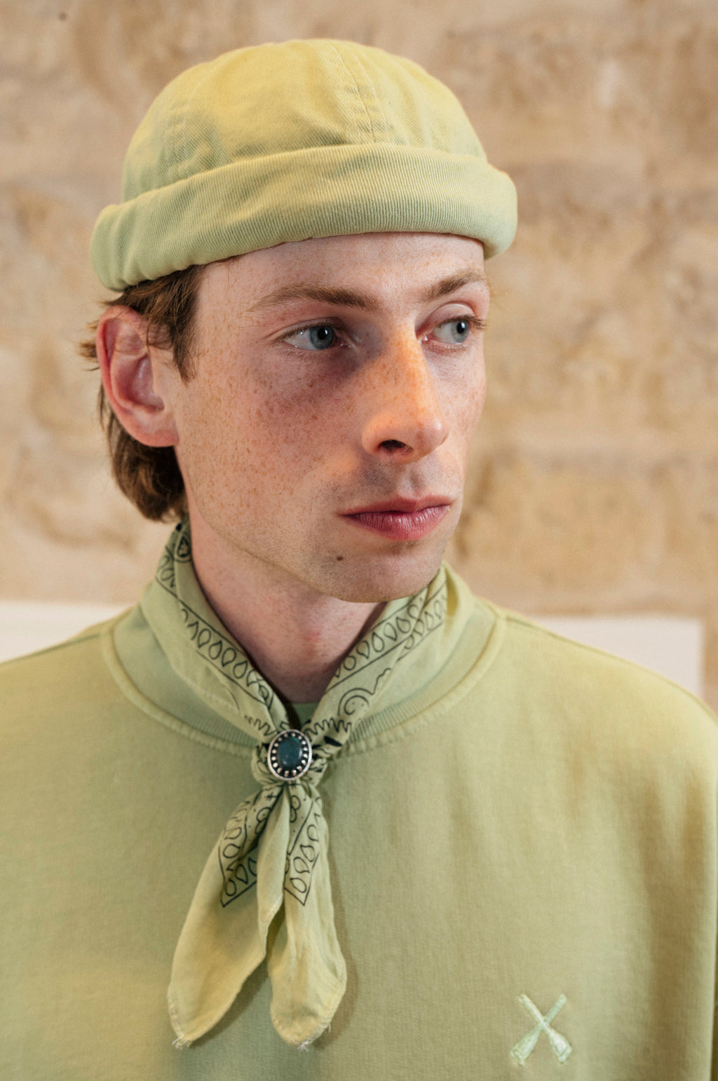 BANDANA VERT PIERRE LAVÉE – upcyclé