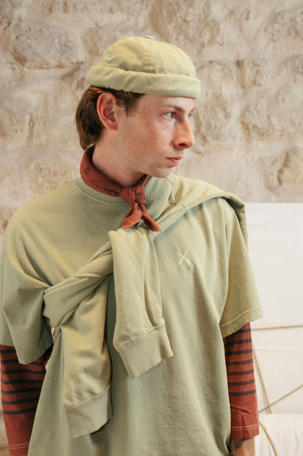 Cravate oversize délavée - Vert pierre 