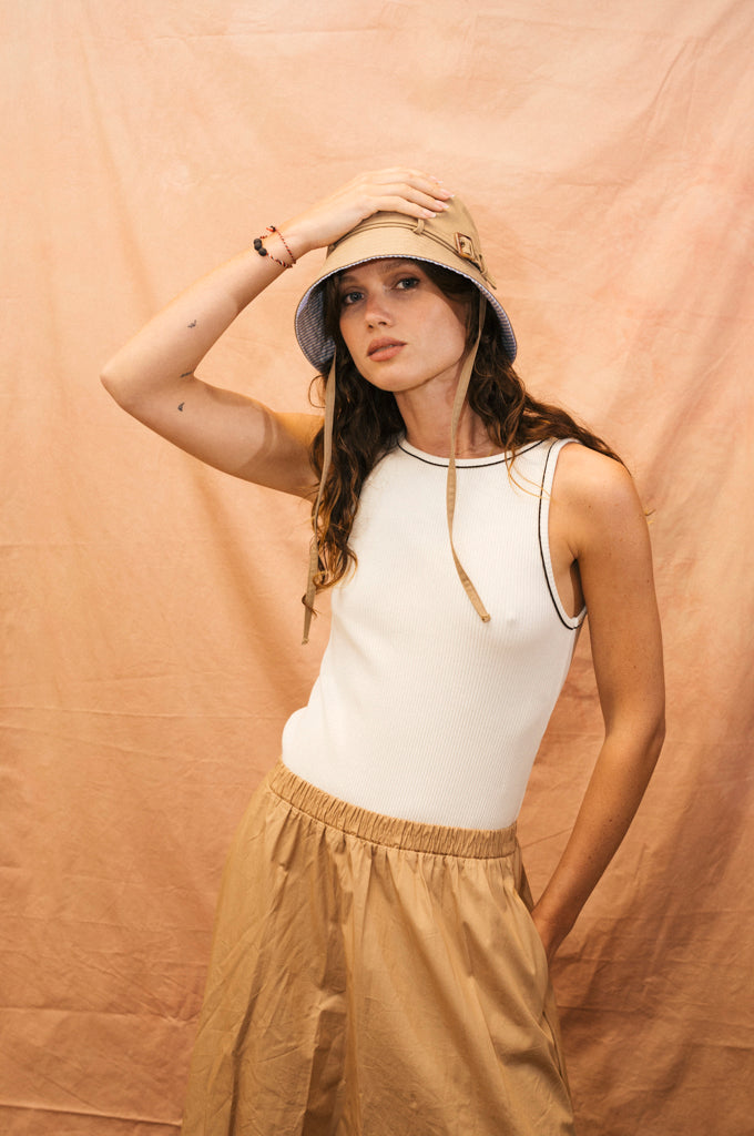 BUCKET HAT TRENCH SESAME & STRIPE