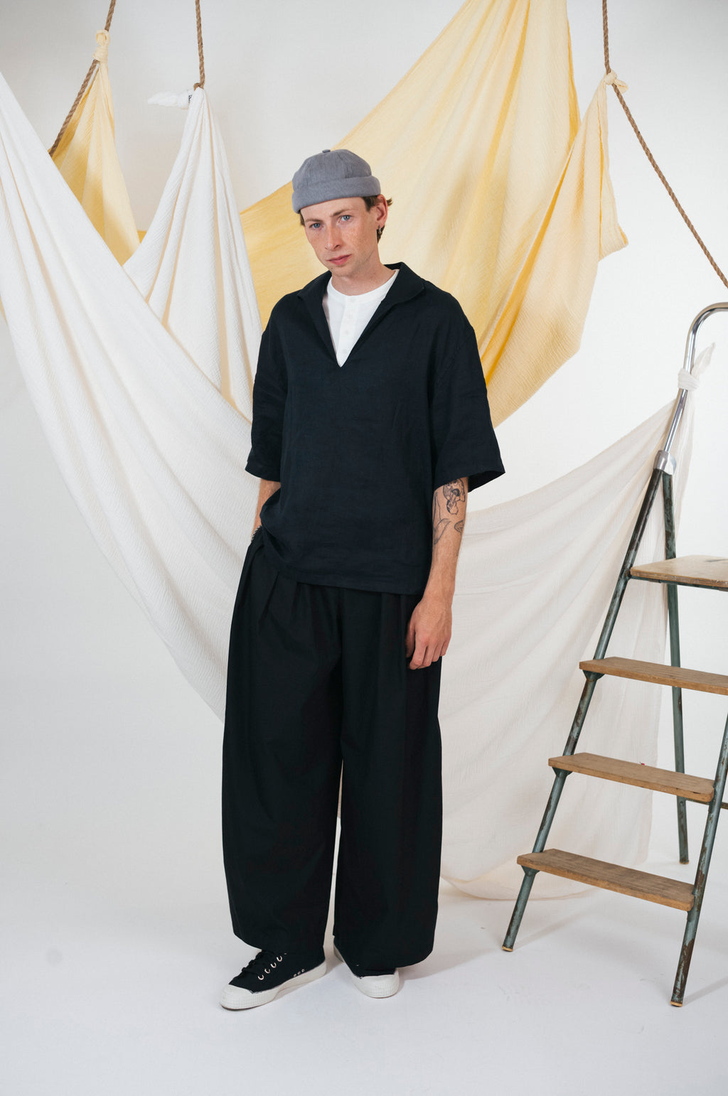 MIKI DOCKER HAT GREY DENIM