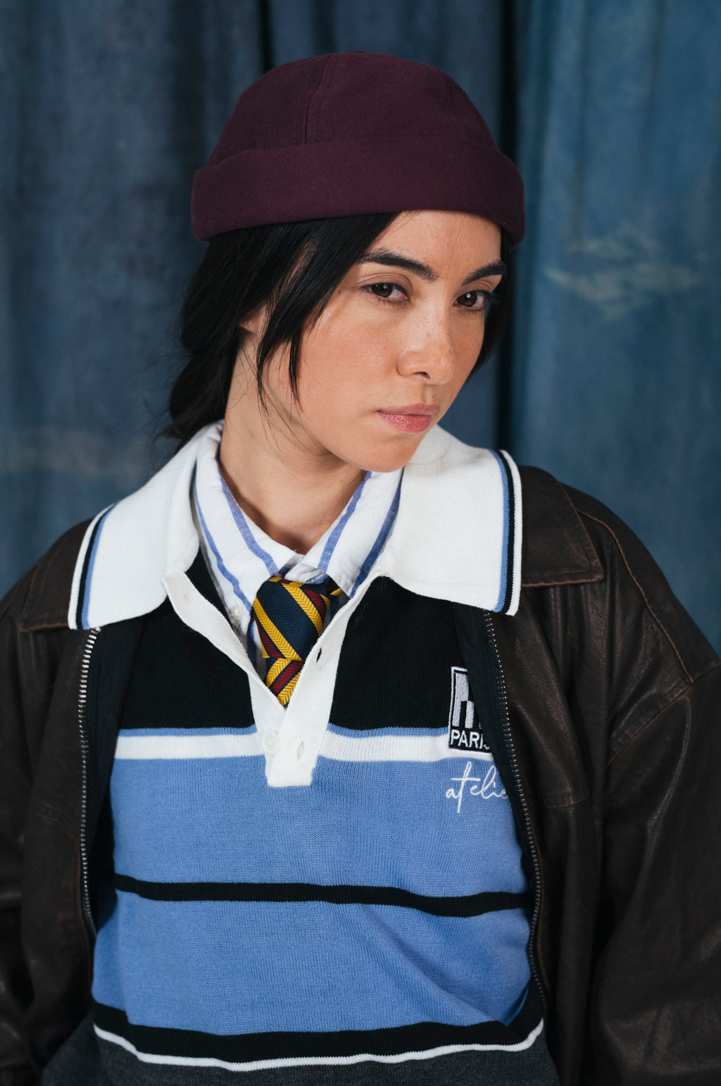 MIKI DOCKER HAT MOLESKINE BURGUNDY