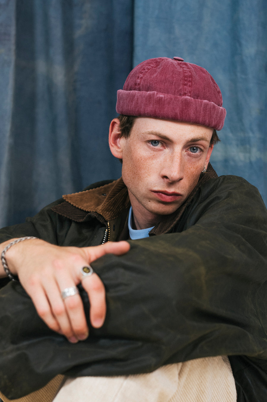 MIKI DOCKER HAT RED POMEGRANATE WASHED