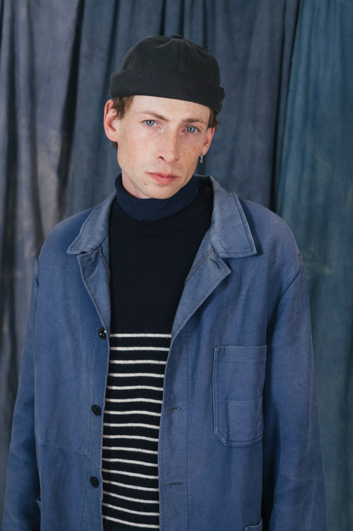MIKI DOCKER HAT BLACK WASHED DENIM