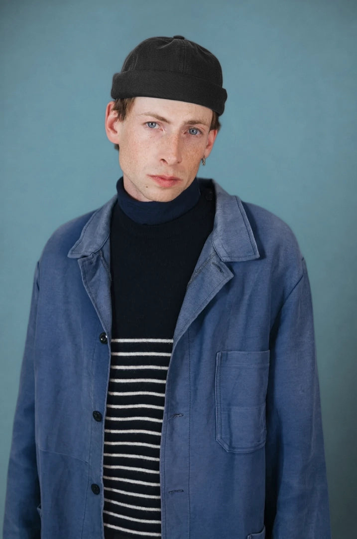 MIKI DOCKER HAT BLACK WASHED DENIM
