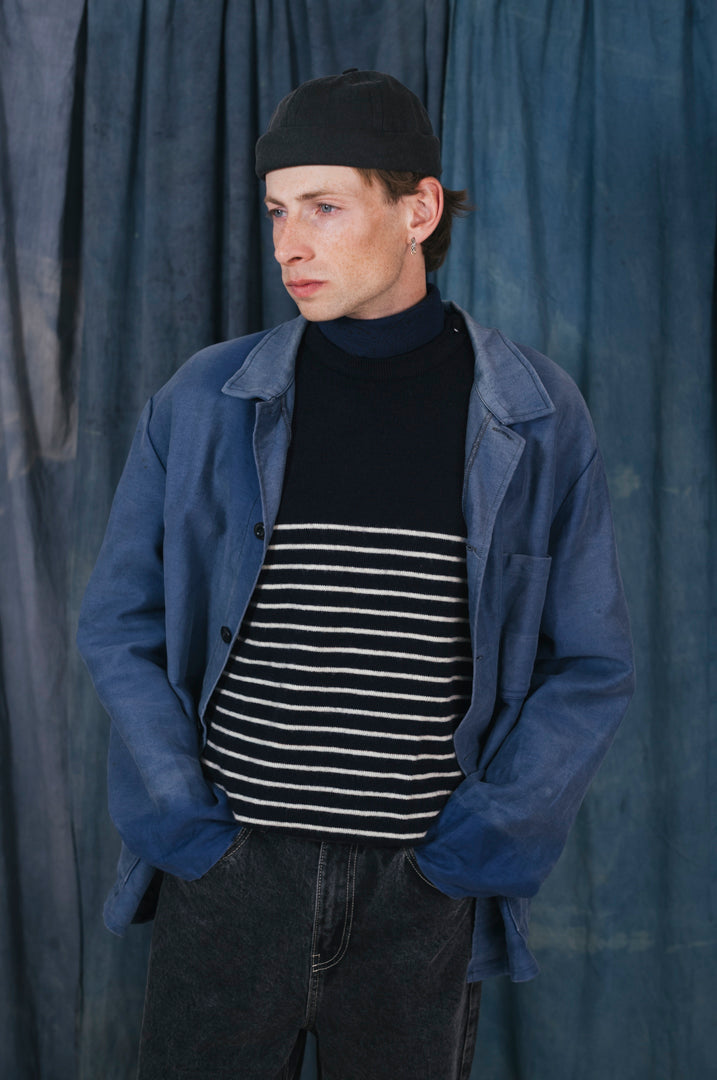 MIKI DOCKER HAT BLACK WASHED DENIM