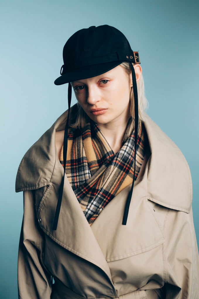 TRENCH CAP BLACK GABARDINE WATER-RESISTANT