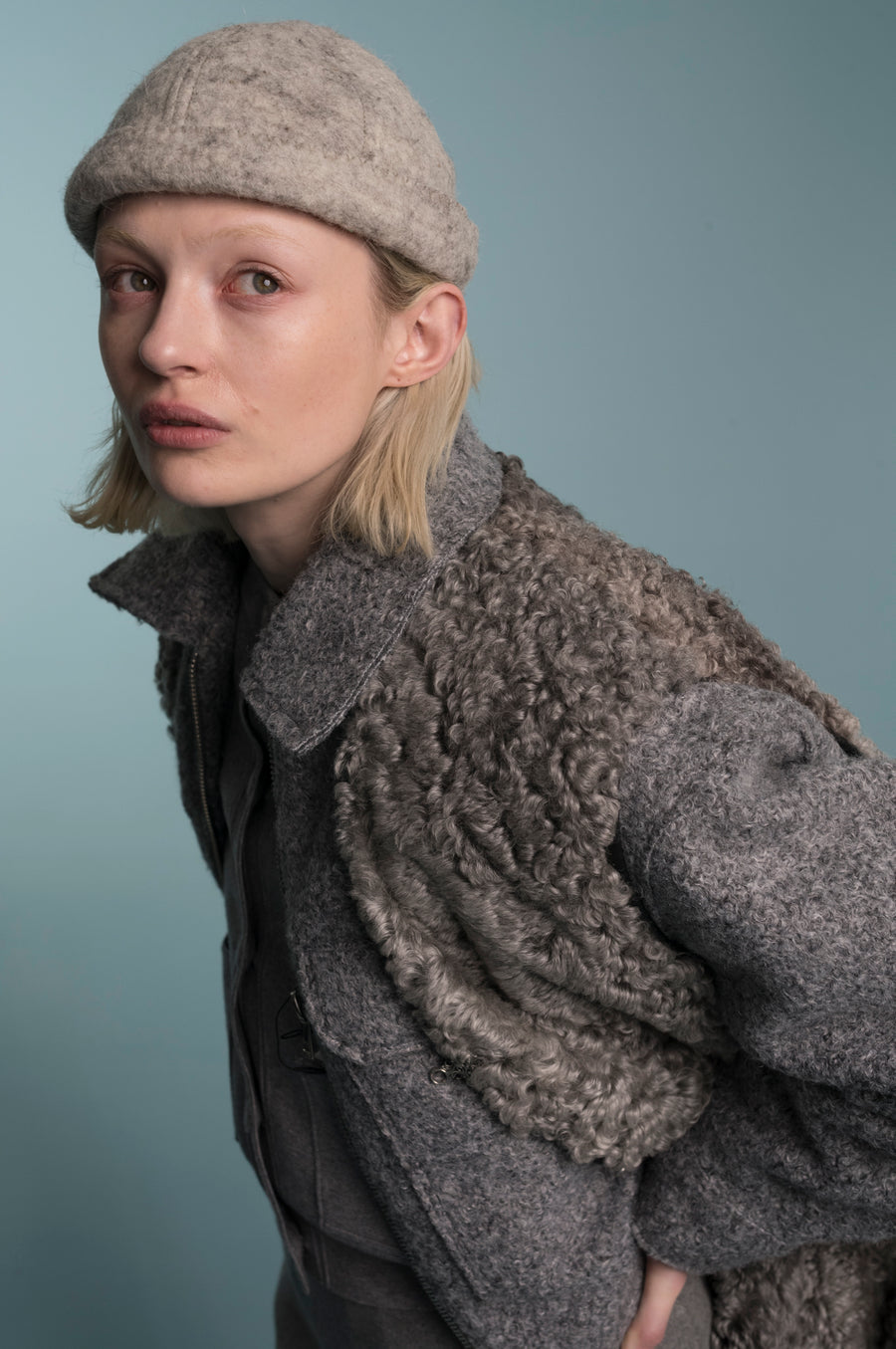 MIKI DOCKER HAT ARTISANAL WOOL FELT GREY