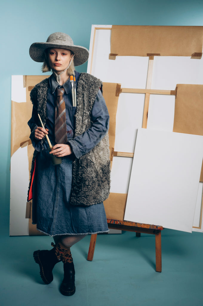 Chapeau Jeep en feutre de laine gris artisanal - sur demande