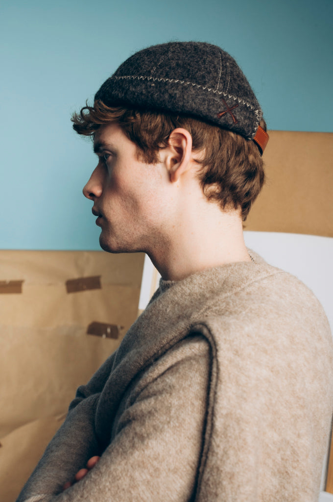 BONNET DOCKER MIKI EN FEUTRE DE LAINE ARTISANAL MARRON