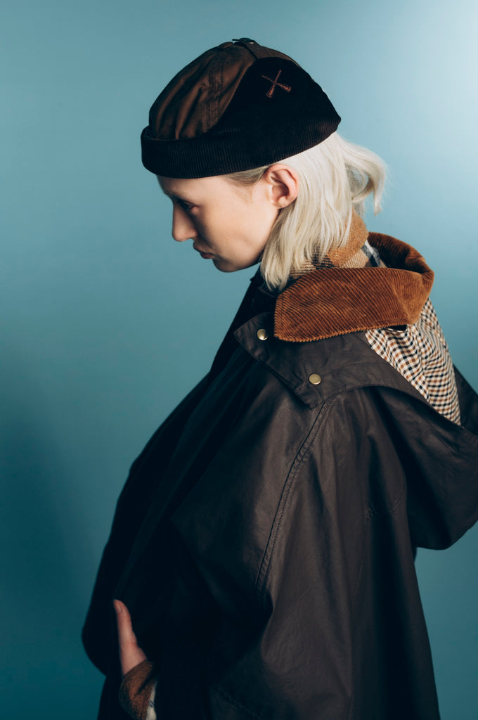CHAPKA CHAPEAU RUSSE MARRON EN COTON CIRÉ ET VELOURS MARRON
