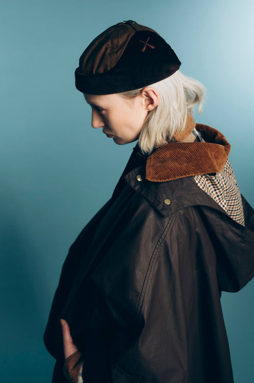 CHAPKA RUSSIAN HAT BROWN WAXED COTTON & VELVET BROWN