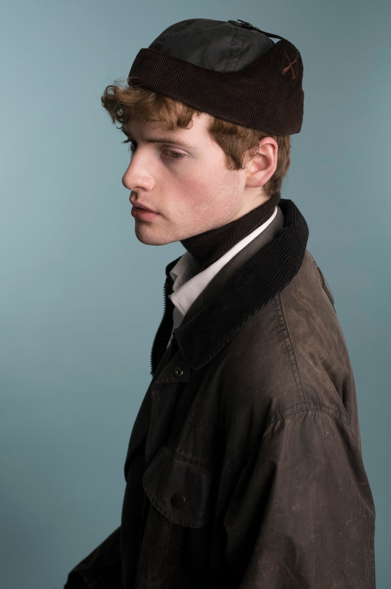 CHAPKA RUSSIAN HAT KHAKI WAXED COTTON & BROWN VELVET