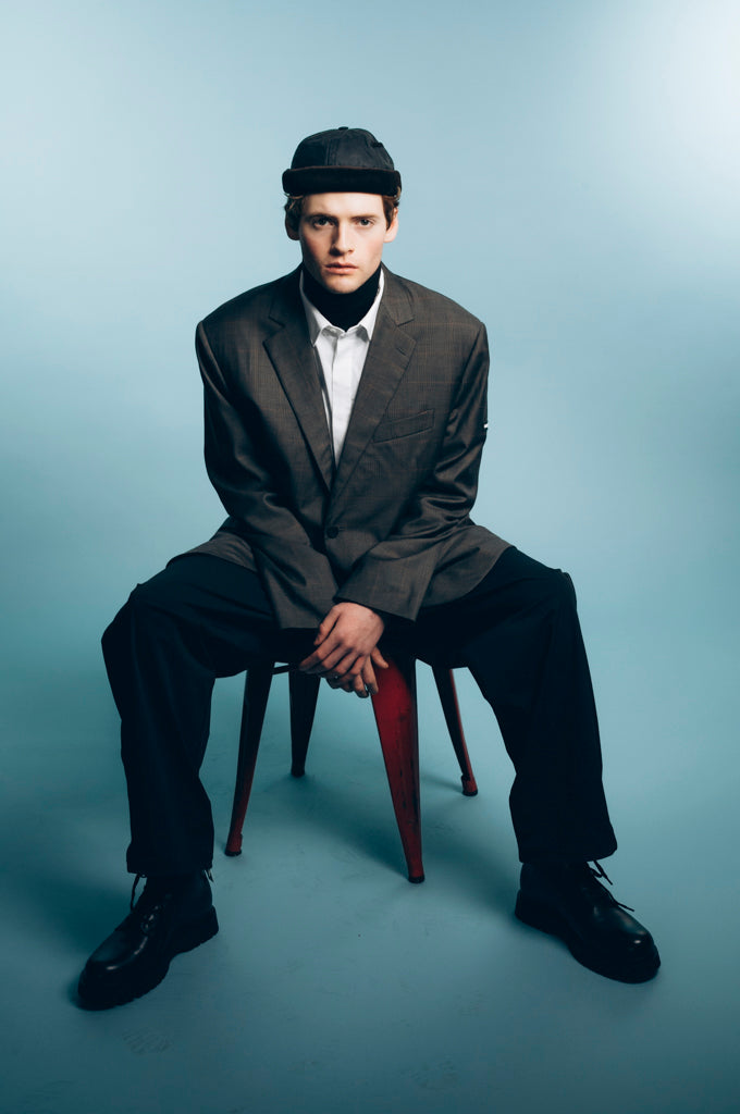 MIKI DOCKER HAT KHAKI WAXED COTTON AND BROWN VELVET