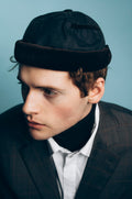 CHAPEAU DOCKER MIKI EN COTON CIRÉ KAKI ET VELOURS MARRON