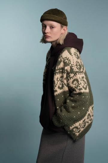 BONNET MIKI DOCKER VELOURS CÔTELÉ OLIVE