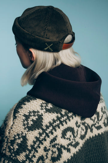 BONNET MIKI DOCKER VELOURS CÔTELÉ OLIVE