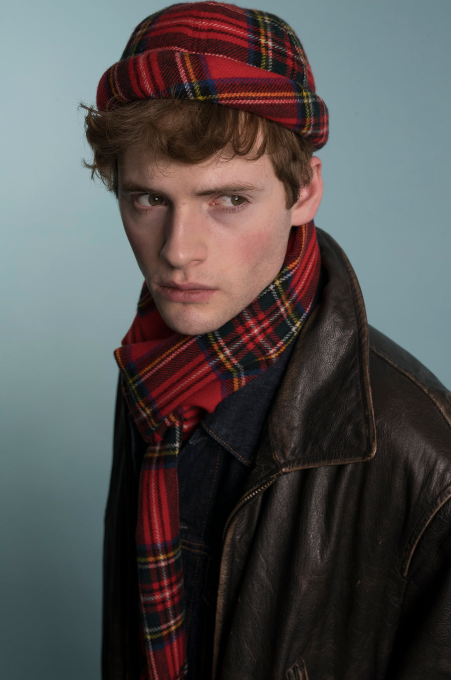 MIKI DOCKER HAT WOOL TARTAN RED
