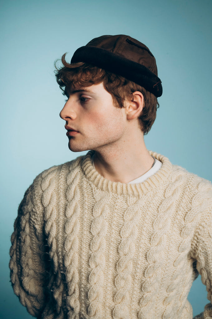 MIKI DOCKER HAT BROWN WAXED COTTON & VELVET