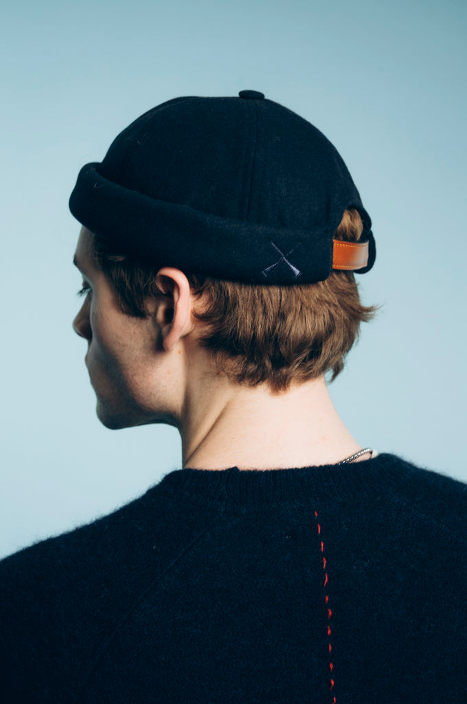 BONNET MIKI DOCKER LAINE MÉRINOS BLEU MARINE FONCÉ