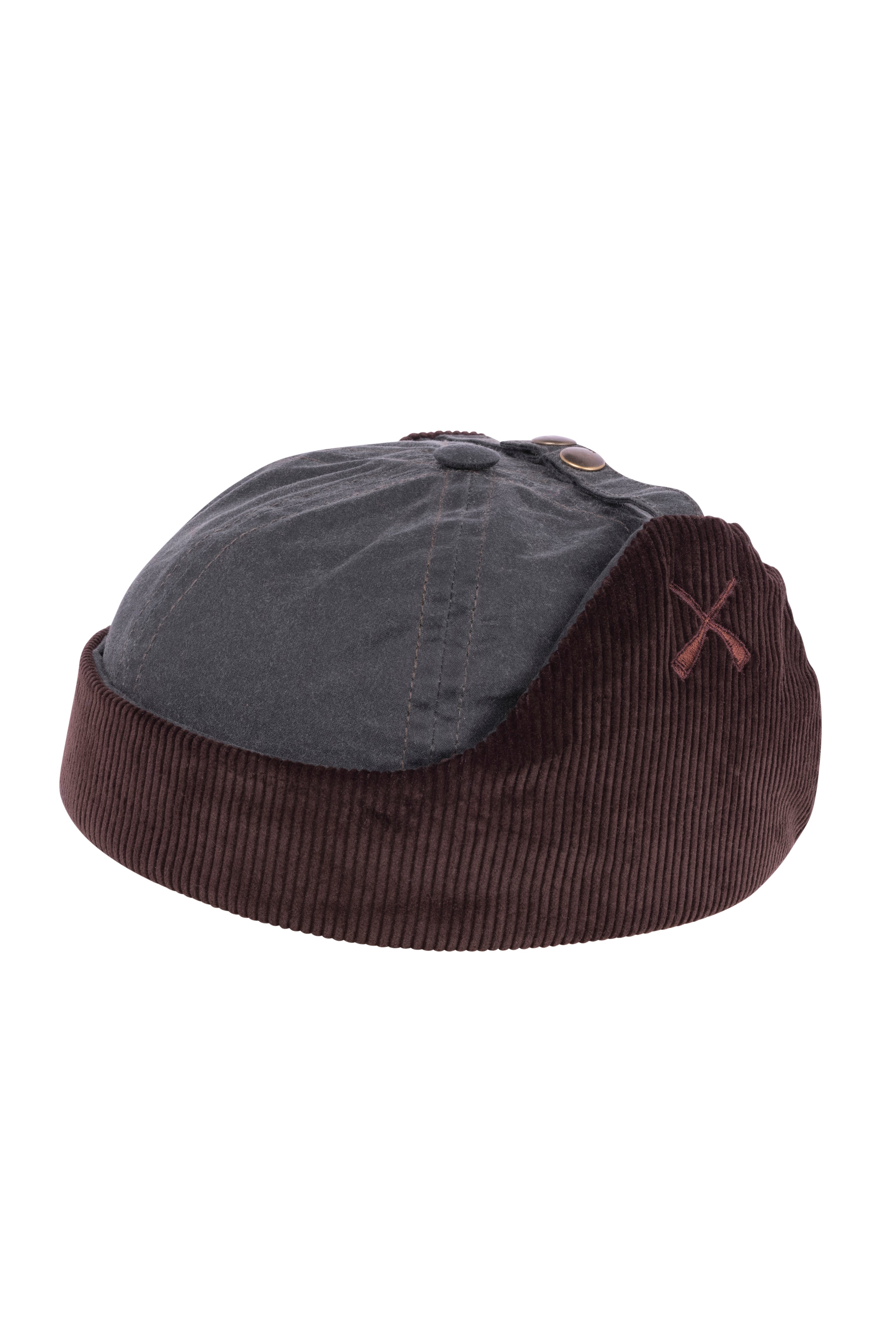 CHAPKA CHAPEAU RUSSE EN COTON CIRÉ KAKI ET VELOURS MARRON