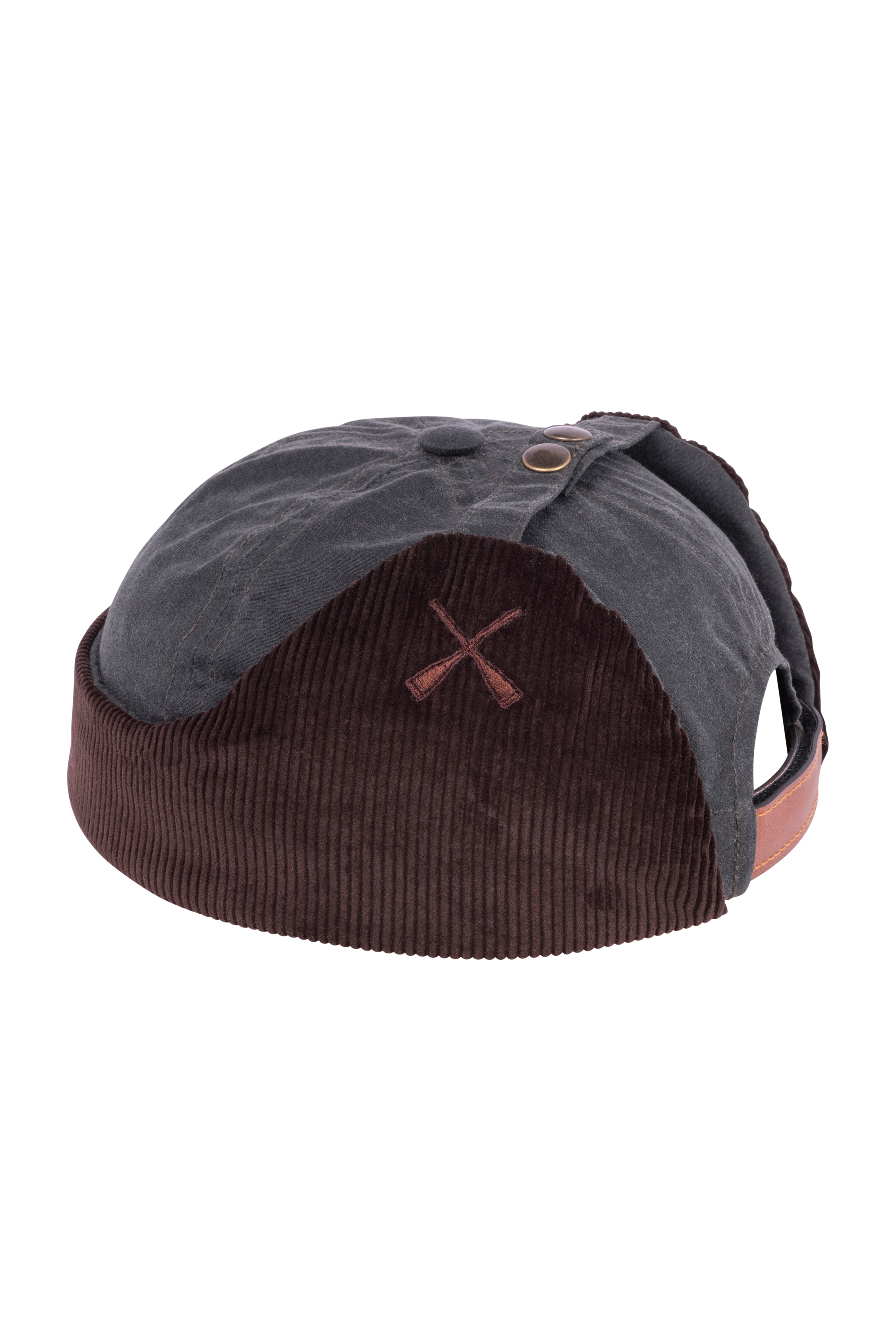 CHAPKA CHAPEAU RUSSE EN COTON CIRÉ KAKI ET VELOURS MARRON