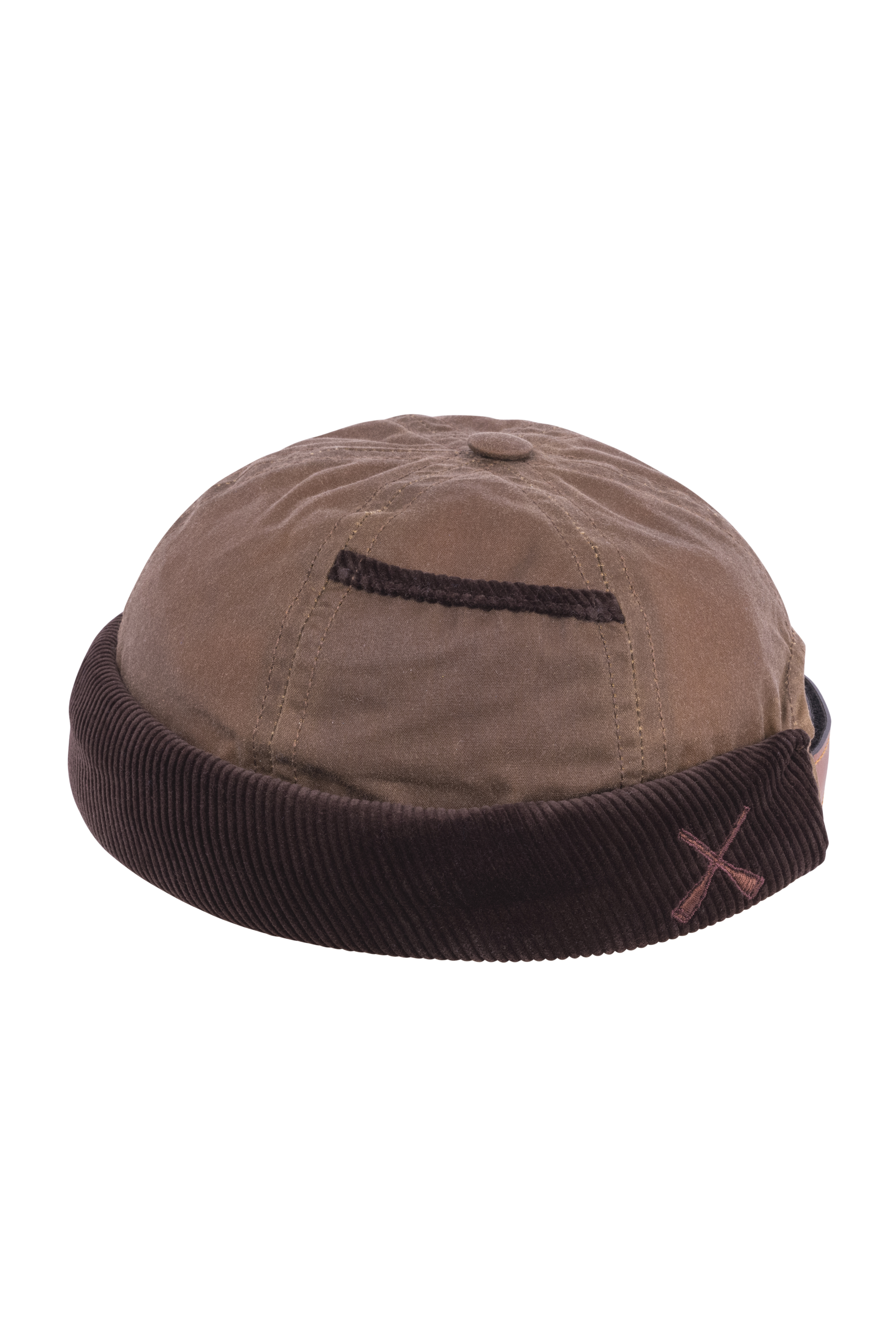BONNET MIKI DOCKER EN COTON CIRÉ MARRON ET VELOURS