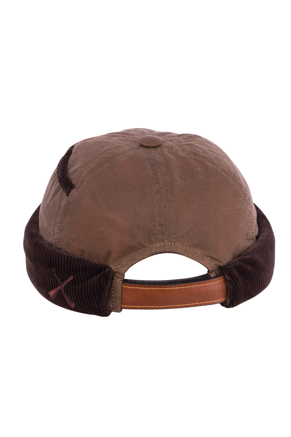 BONNET MIKI DOCKER EN COTON CIRÉ MARRON ET VELOURS
