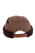 BONNET MIKI DOCKER EN COTON CIRÉ MARRON ET VELOURS