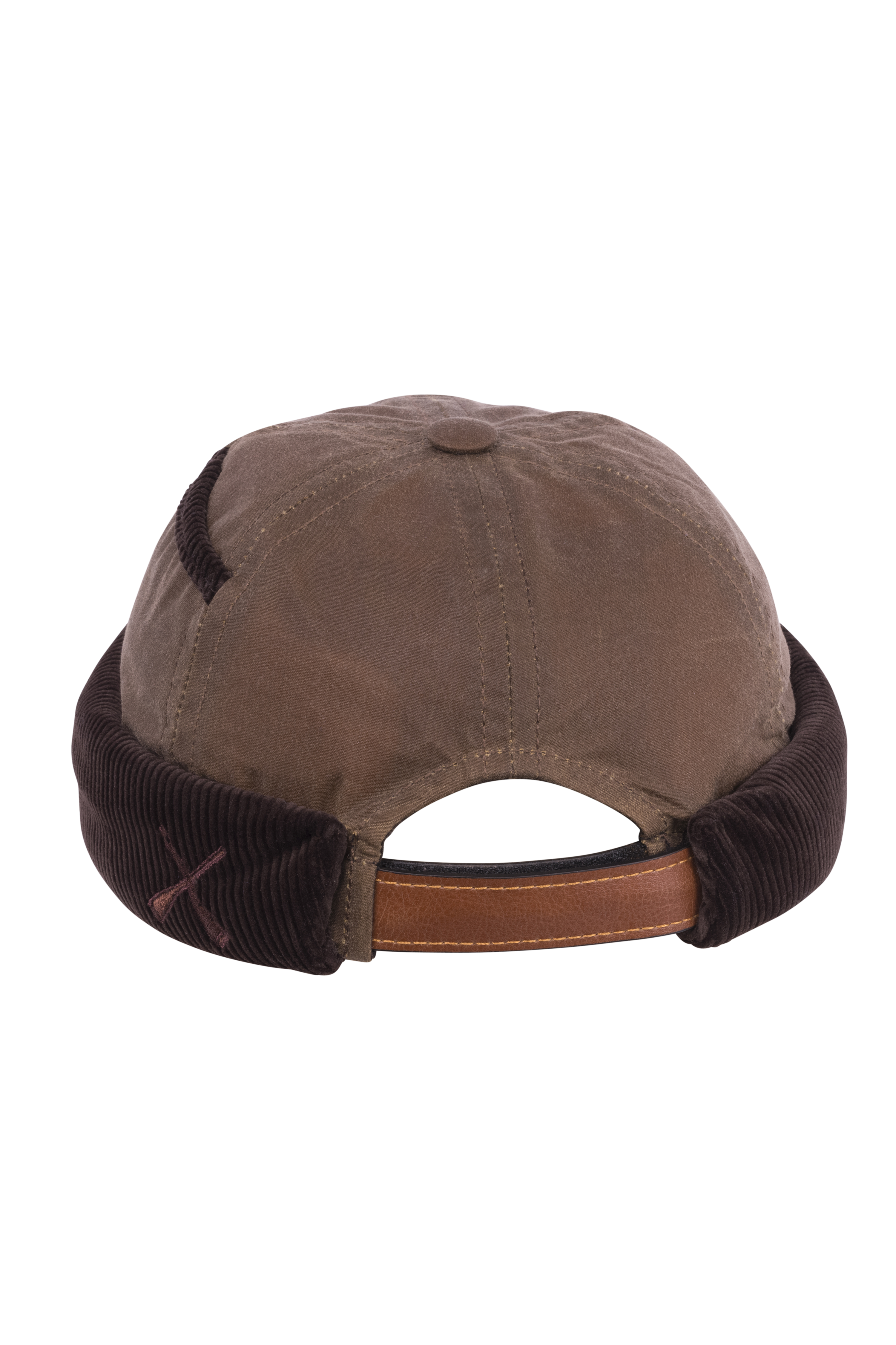 BONNET MIKI DOCKER EN COTON CIRÉ MARRON ET VELOURS