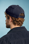 BONNET MIKI DOCKER EN COTON CIRÉ NAVY ET VELOURS