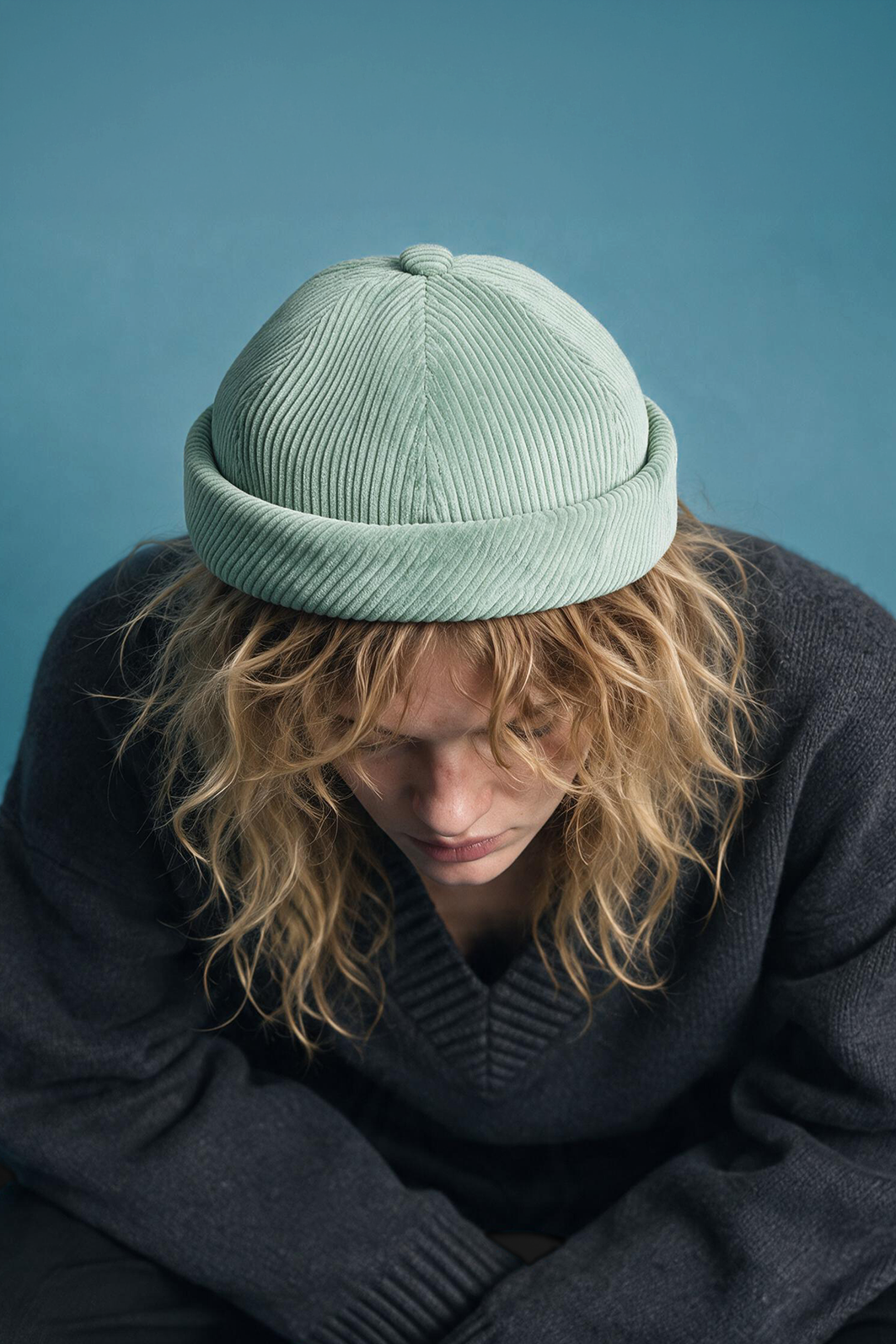 MIKI DOCKER HAT MINT VELVET CORDUROY -Exclu Web