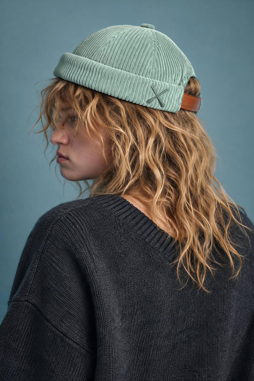 MIKI DOCKER HAT MINT VELVET CORDUROY -Exclu Web