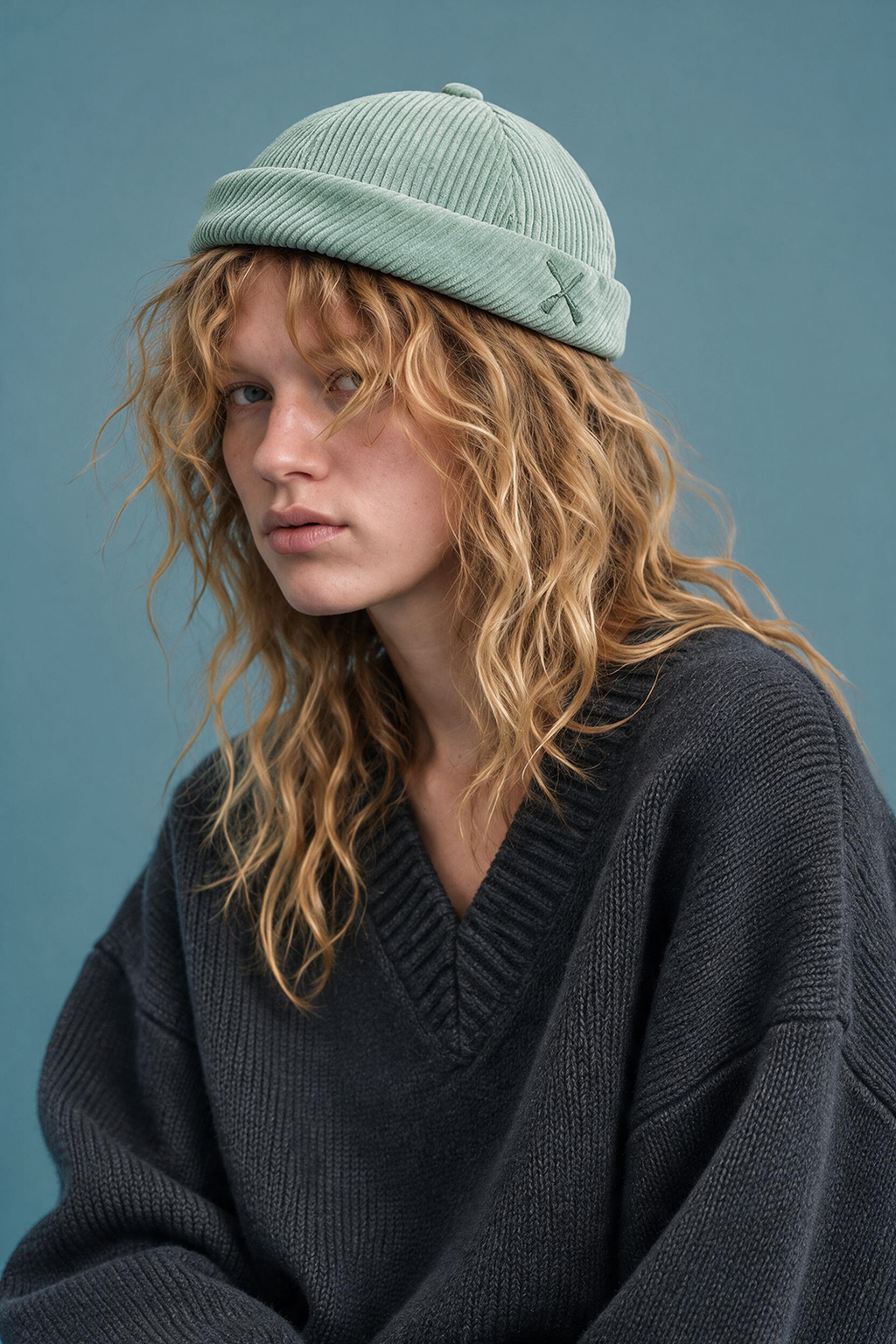 MIKI DOCKER HAT MINT VELVET CORDUROY -Exclu Web