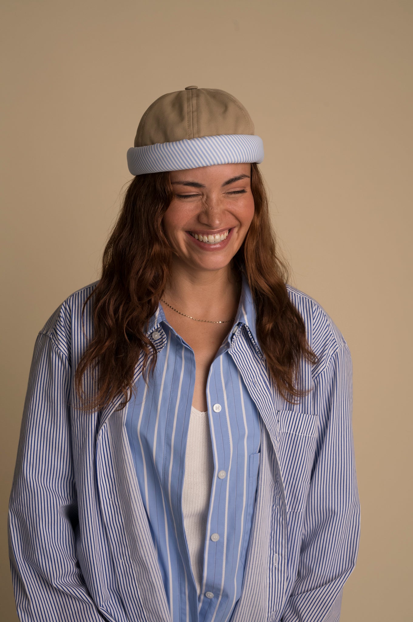 MIKI DOCKER HAT SESAME & STRIPE
