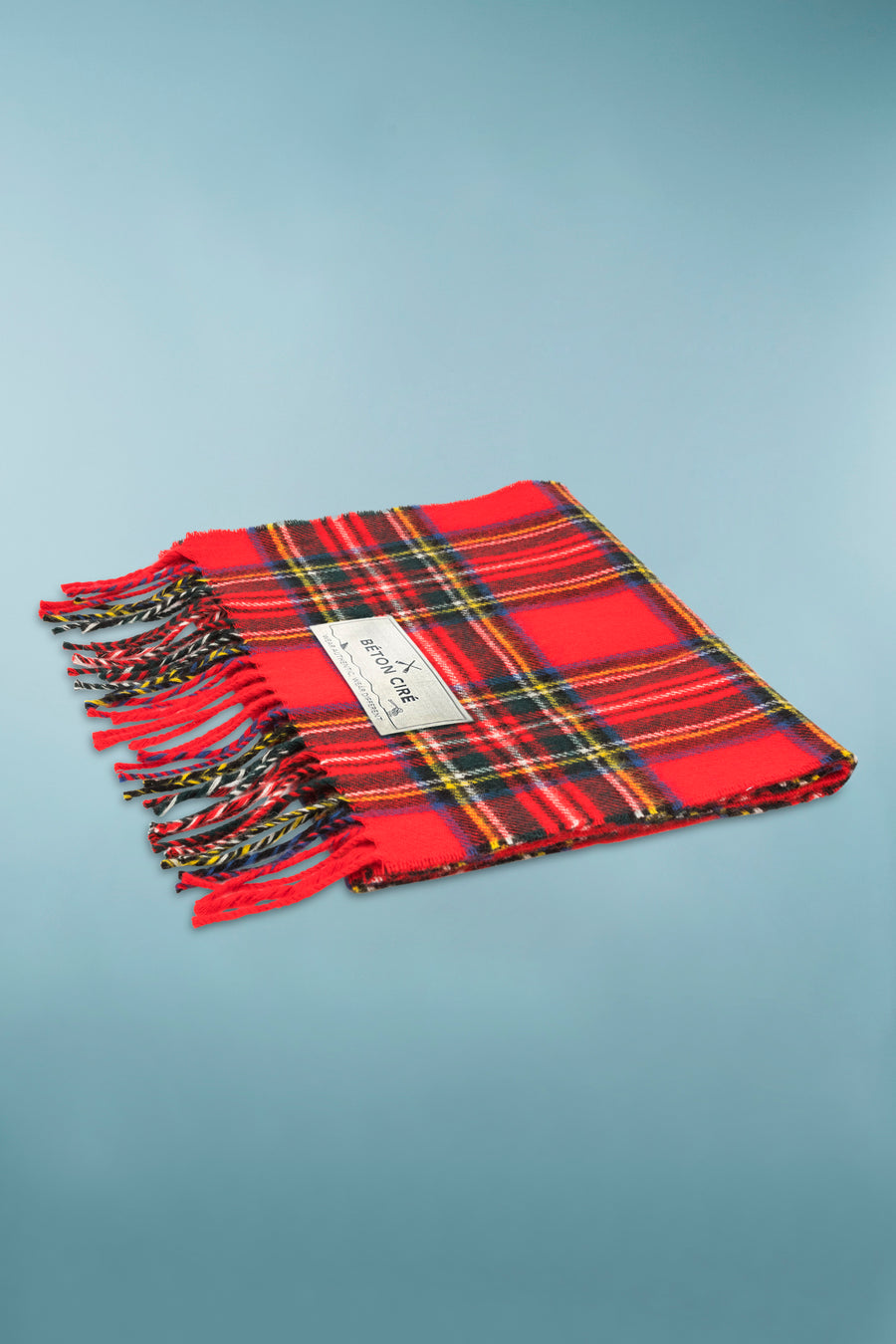 ÉCHARPE EN LAINE D'AGNEAU ROUGE ÉCOSSAIS