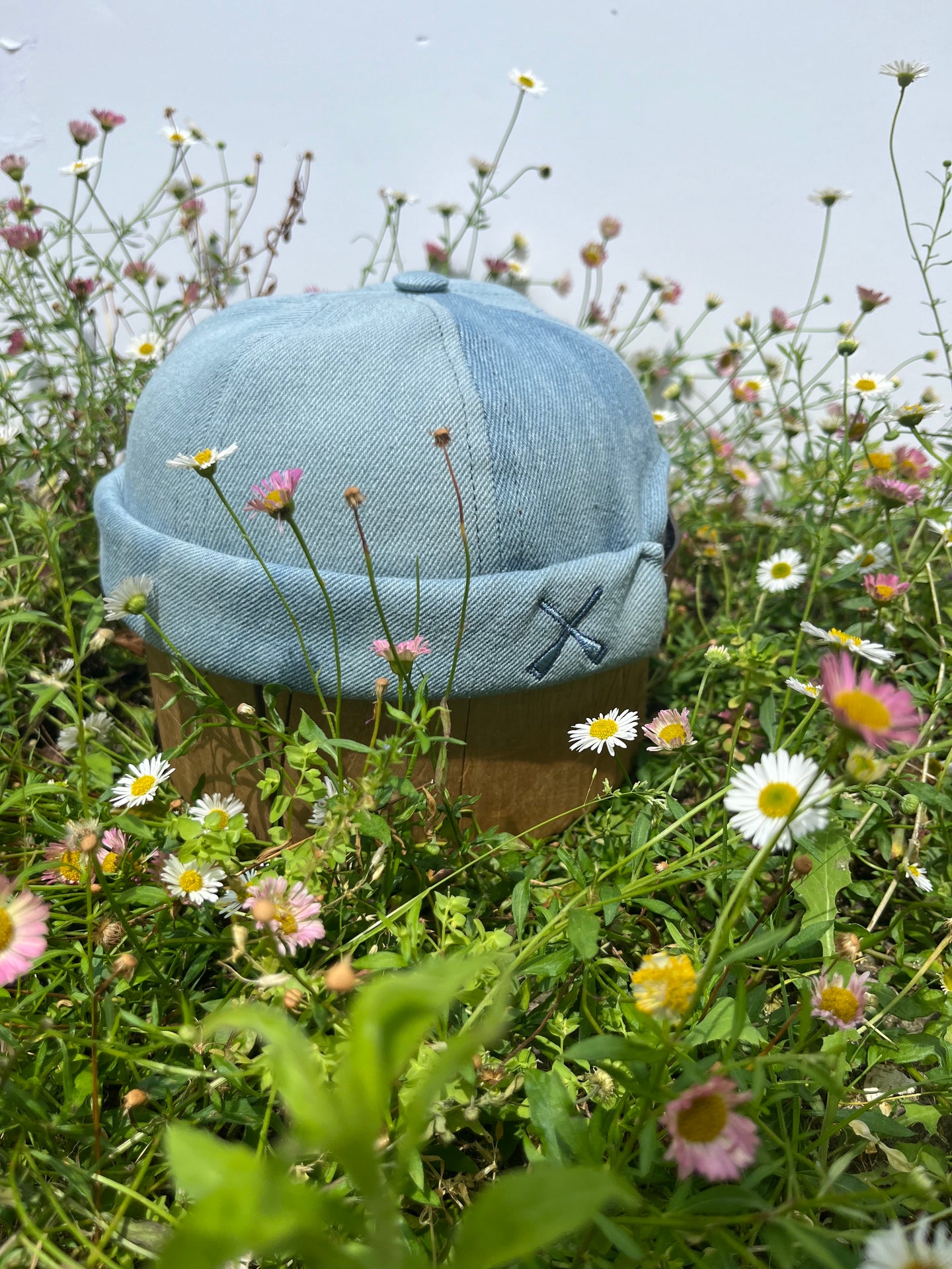 MIKI DOCKER HAT DENIM BLUE SPLASH