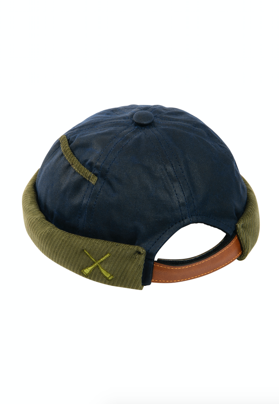 BONNET DOCKER MIKI EN COTON CIRÉ BLEU FONCÉ