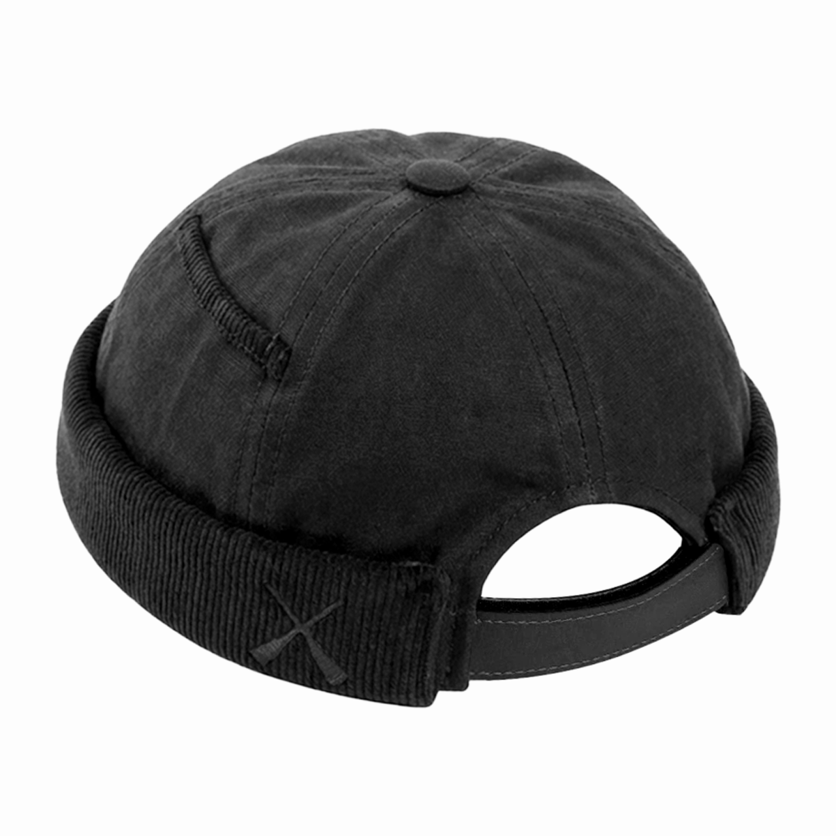 MIKI DOCKER HAT BLACK WAXED COTTON & VELVET - Exclu web