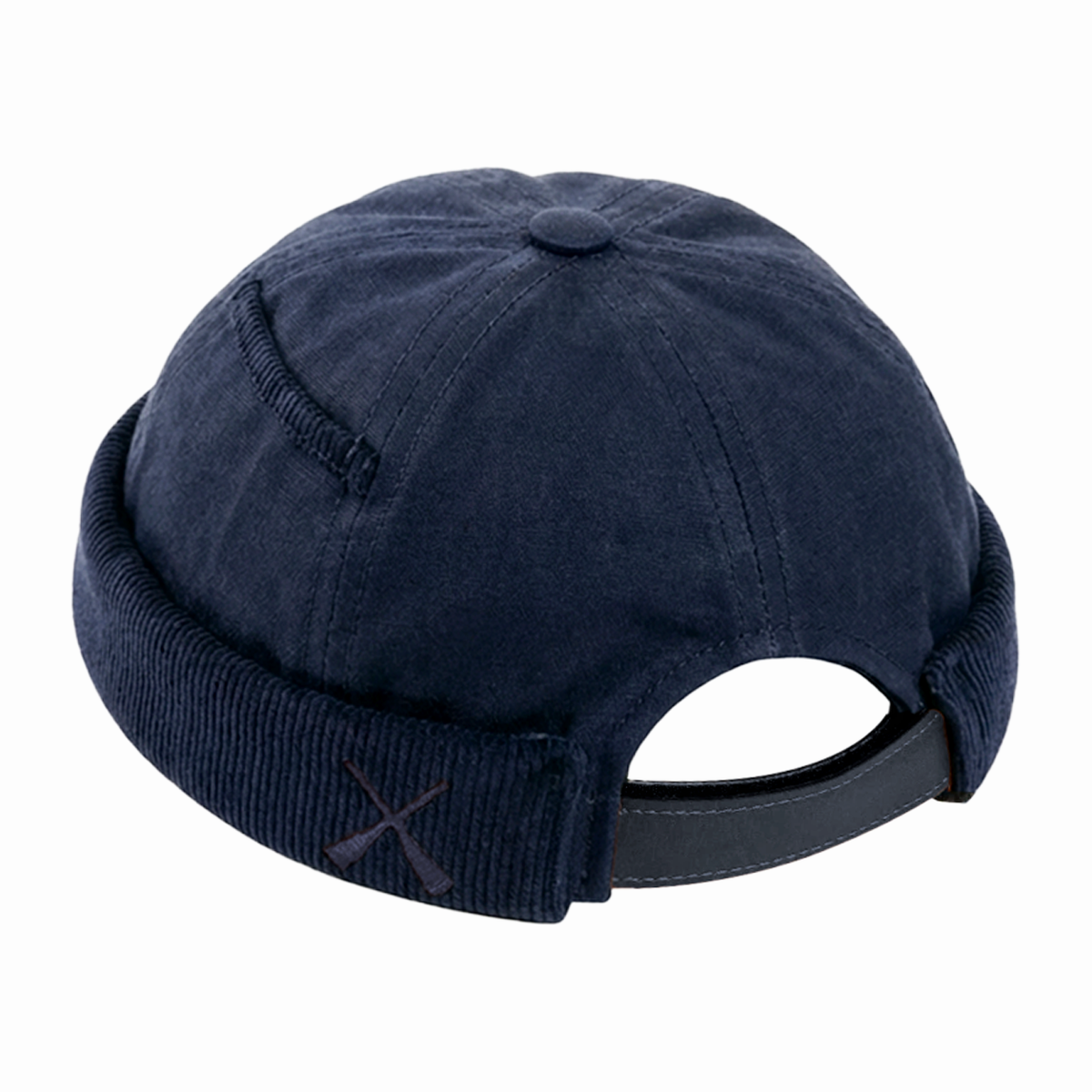 BONNET MIKI DOCKER EN COTON CIRÉ NAVY ET VELOURS