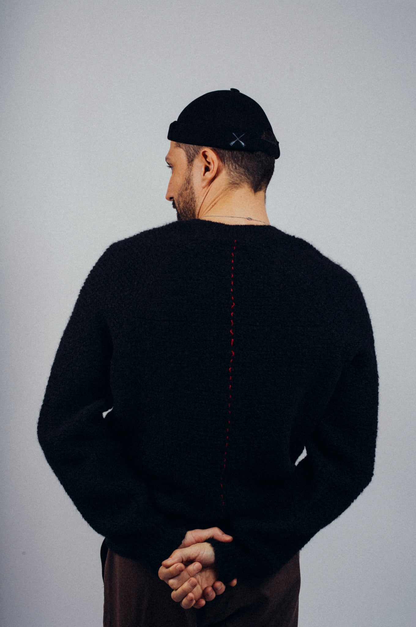 béton ciré Chapeau docker Miki de Bretagne française cuir nubuck noir fabriqué au Portugal