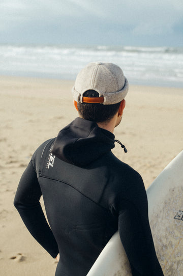 MIKI DOCKER BEANIE HERRINGBONE PATCHWORK NATURAL WOOL SAND