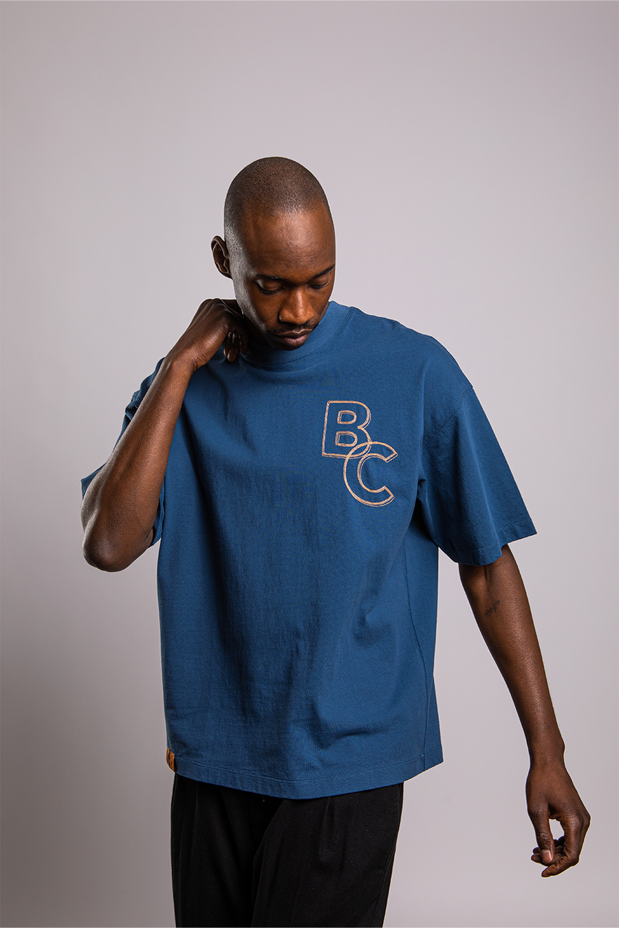 Boxy T-shirt - Navy Blue Cotton