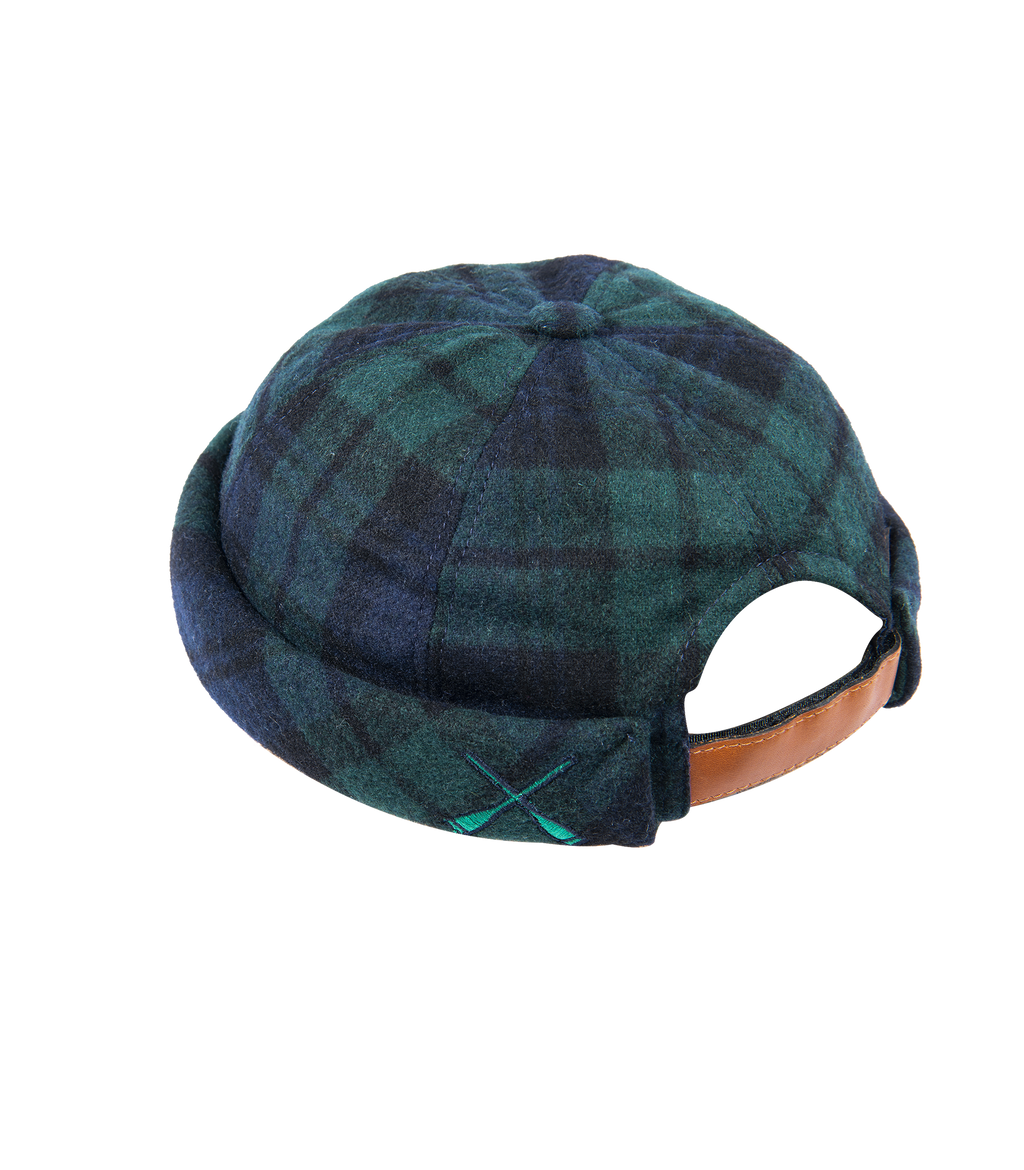 BONNET DOCKER MIKI EN LAINE À TARTAN VERT